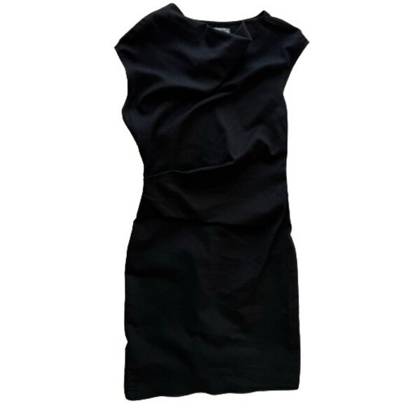 Helmut Lang Women’s Draped Bodycon Black Dress Size 4 - Picture 4 of 11